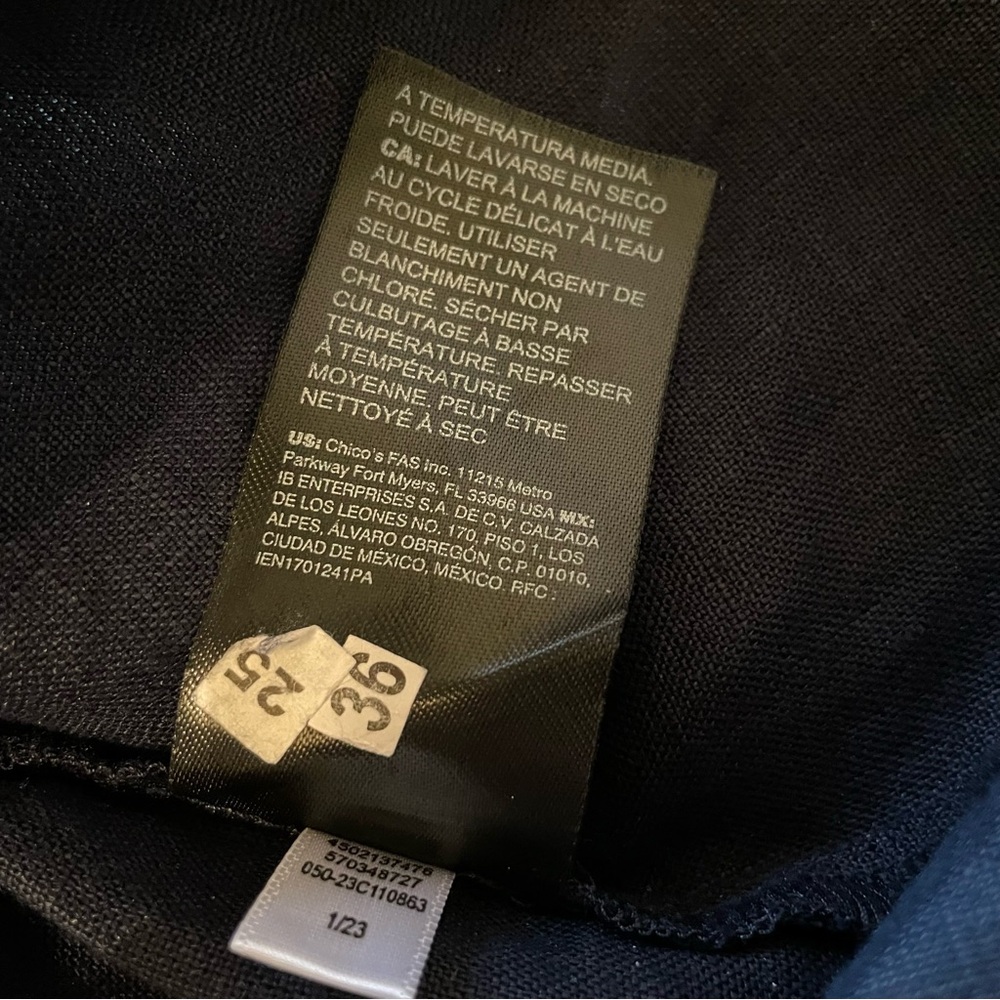 Chico’s Navy Blue Linen Tiered V-Neck Dress Chico’s Size 3 / XL / 16 - Picture 14 of 14